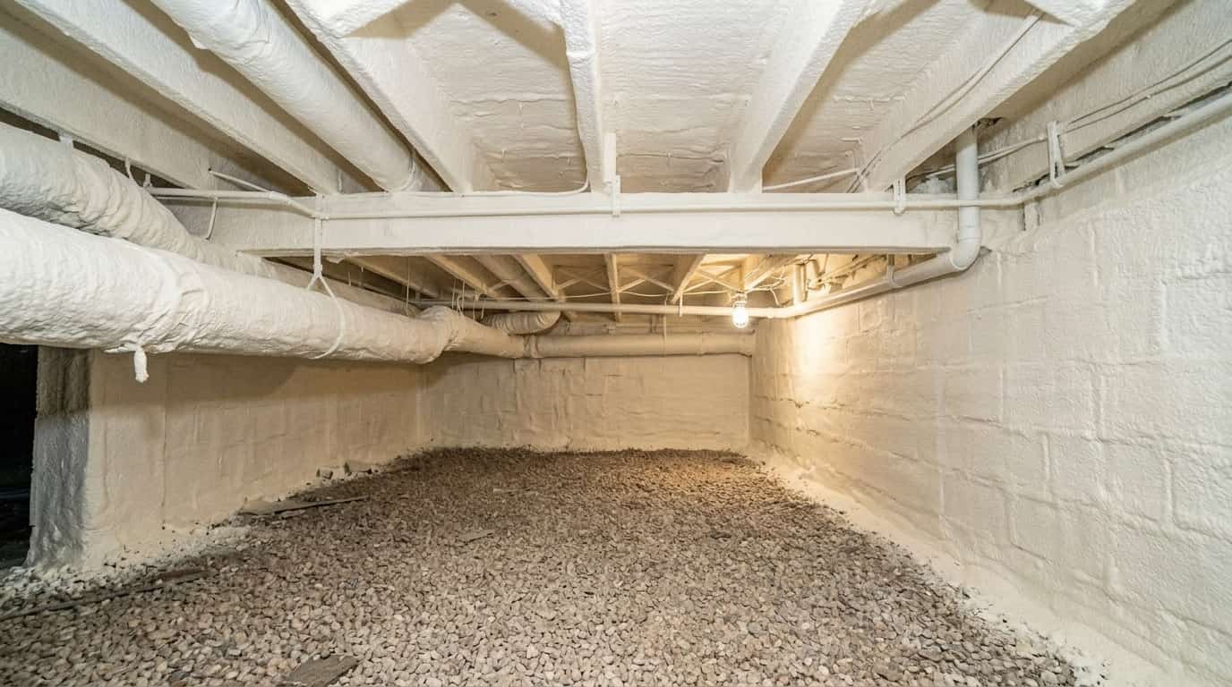 Basement after spray foam insulation Calgary