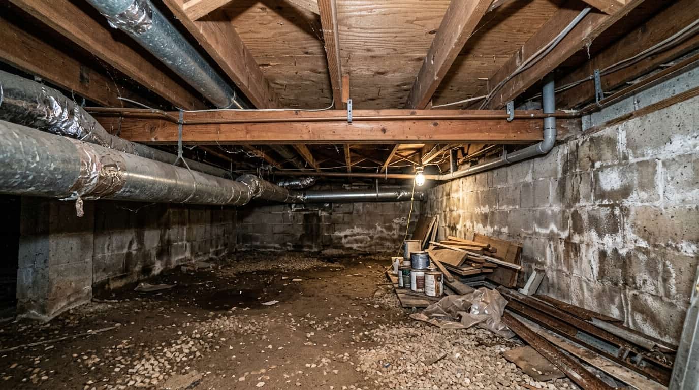Basement before spray foam insulation