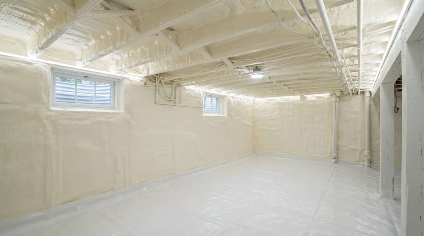 Crawl space after spray foam insulation Calgary