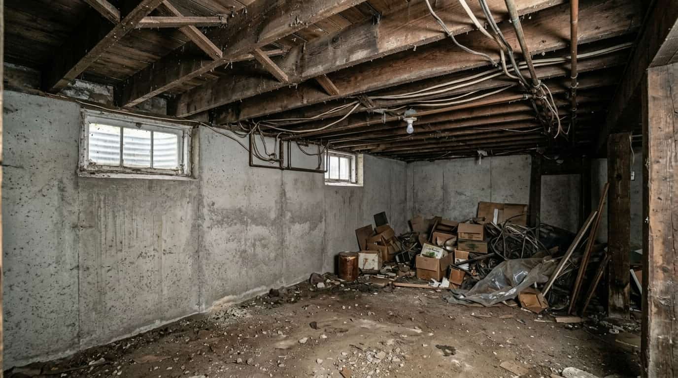 Crawl space before spray foam insulation